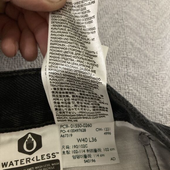 Levis Jeans 550 Mens 40x36 Relaxed Fit Jeans Black Denim Dark Wash Straight Leg - Picture 9 of 12